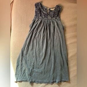 Lucky Brand Faded Blue Sleeveless Dress with Lace Detail